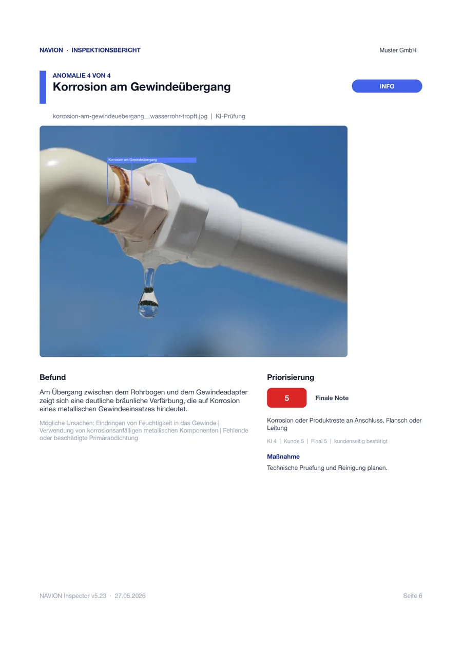 NAVION Inspektionsbericht · Befund